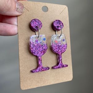 Handmade Glitter Wine Glass Dangles